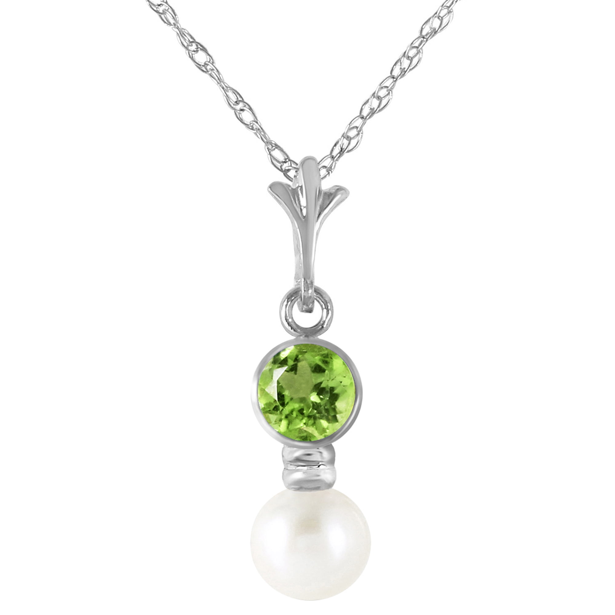 Galaxy Gold 14K Solid Gold 1.23 Carat Natural Pearl Pendant Necklace for Women - White Gold Fine Jewelry