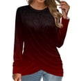 thumbnail image 2 of Dyfzdhu Long Sleeve T Shirts for Women Trendy Gradient Twist Front Tunic Tops Red, 2 of 4