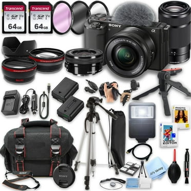 Sony ZV-E10 Mirrorless Camera with16-50mm & 55-210mm Zoom Lenses   128GB SD Card and More