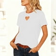 thumbnail image 5 of WXLWZYWL Valentine's Day T Shirts for Women Short Sleeve Shirts Heart Cutout Front Crewneck Summer Tops Loose Fitted Tees, 5 of 6