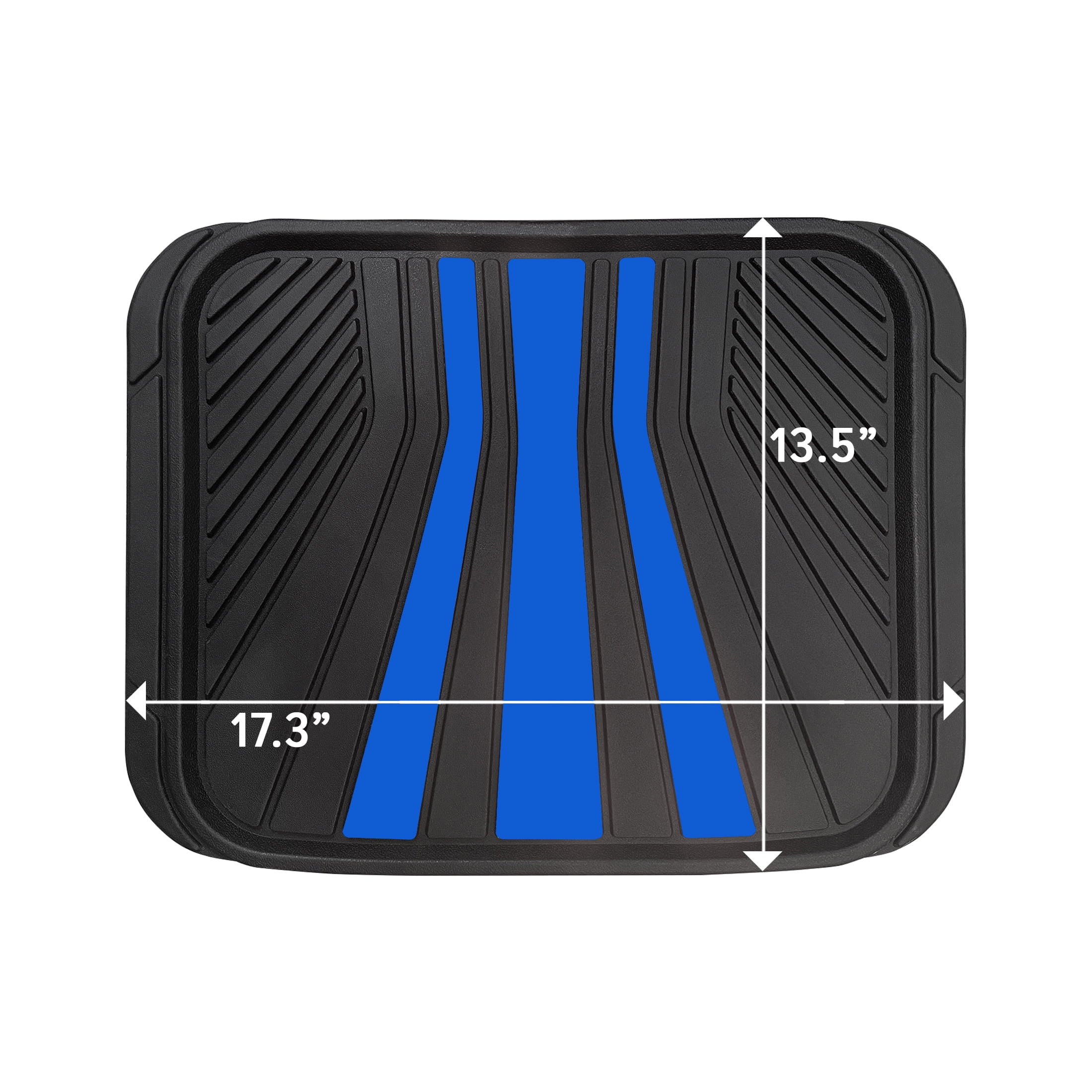 Rally 4-Piece Black & Blue All-Weather Rubber Floor Mat Set – Heavy Duty Universal Trim-to-Fit Car, SUV & Truck Mats