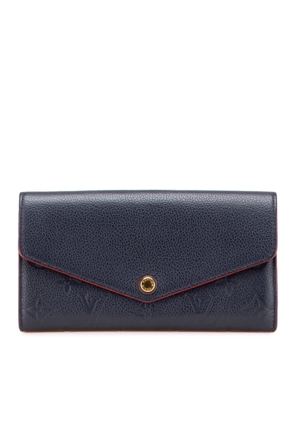 Pre-Owned Louis Vuitton Monogram Empreinte Portefeuille Emilie Long Wallet M69417 Marine Rouge...