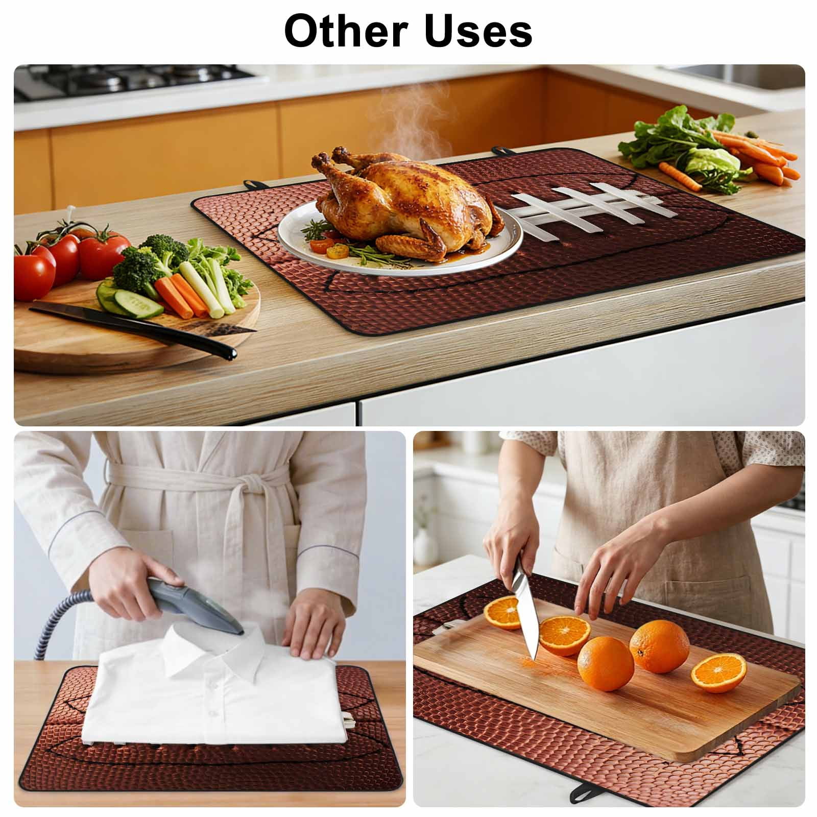American Football Laces Stove Top Cover for Electric Stove, Heat-proof & Non Slip Glass Top Stove Cover Protector, Classic Rugby Sports Kitchen Flat Cooktop Rubber Mat 24x21 Inches