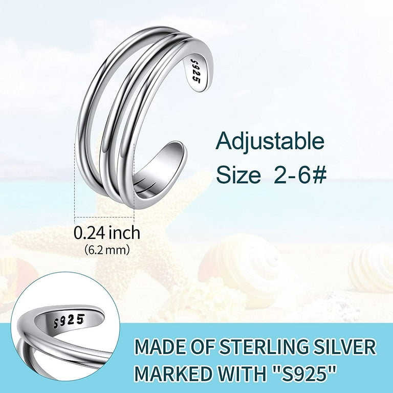 ChicSilver Sterling Silver 3 Row Simple Toe Ring 925 Silver ChicSilver Sterling Silver 3 Row Simple Toe Ring 925 Silver