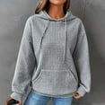 thumbnail image 2 of Hooded Sweatshirt for Womens Plus Size Trendy Fall Winter Casual Loose Long Sleeve Round Neck Drawstring Solid Color Tops Blouses,Gray 1,L, 2 of 5