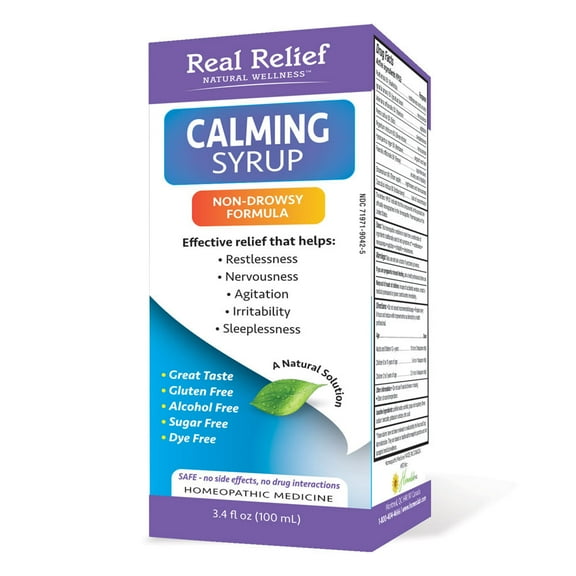 Real Relief Calming Syrup Non Drowsy Formula, Jarabe Homeopatico Calmante, 3.4 Fl Oz