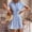 Sky Blue, variant on Frnrwgo Women Summer Dresses Lounge Button Down Waisted Short Sleeve Striped Casual Beach Midi Dress