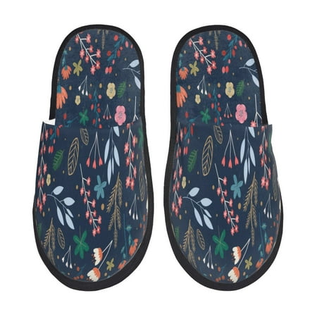 

Rateoe Colorful Flowers Pattern Fuzzy Slippers Fuzzy Soft House Slippers Plush Furry Warm Cozy Open Toe Fluffy Home Shoes-Large