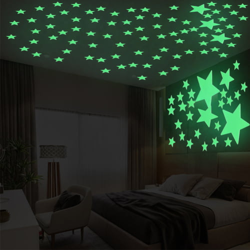10 x Glow In The Dark Stars Kids Room Toy Stick On Ceiling Gift 2.5cm Green 