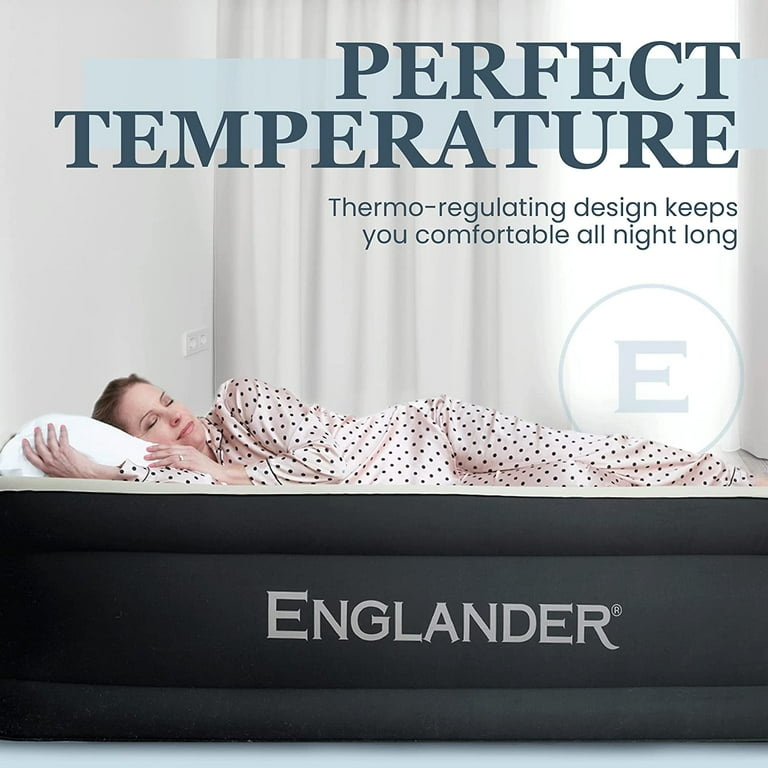 Englander Air Mattress with Built in Pump California King 20 inch Thickness Black