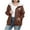 Brown, variant on Plus Size Winter Coats for Women Oversized Fashion Love Heart Print Womens Fleece Jacket Casual Comfy Warm Long Sleeve Zip Up Hoodies with Pockets 5XL