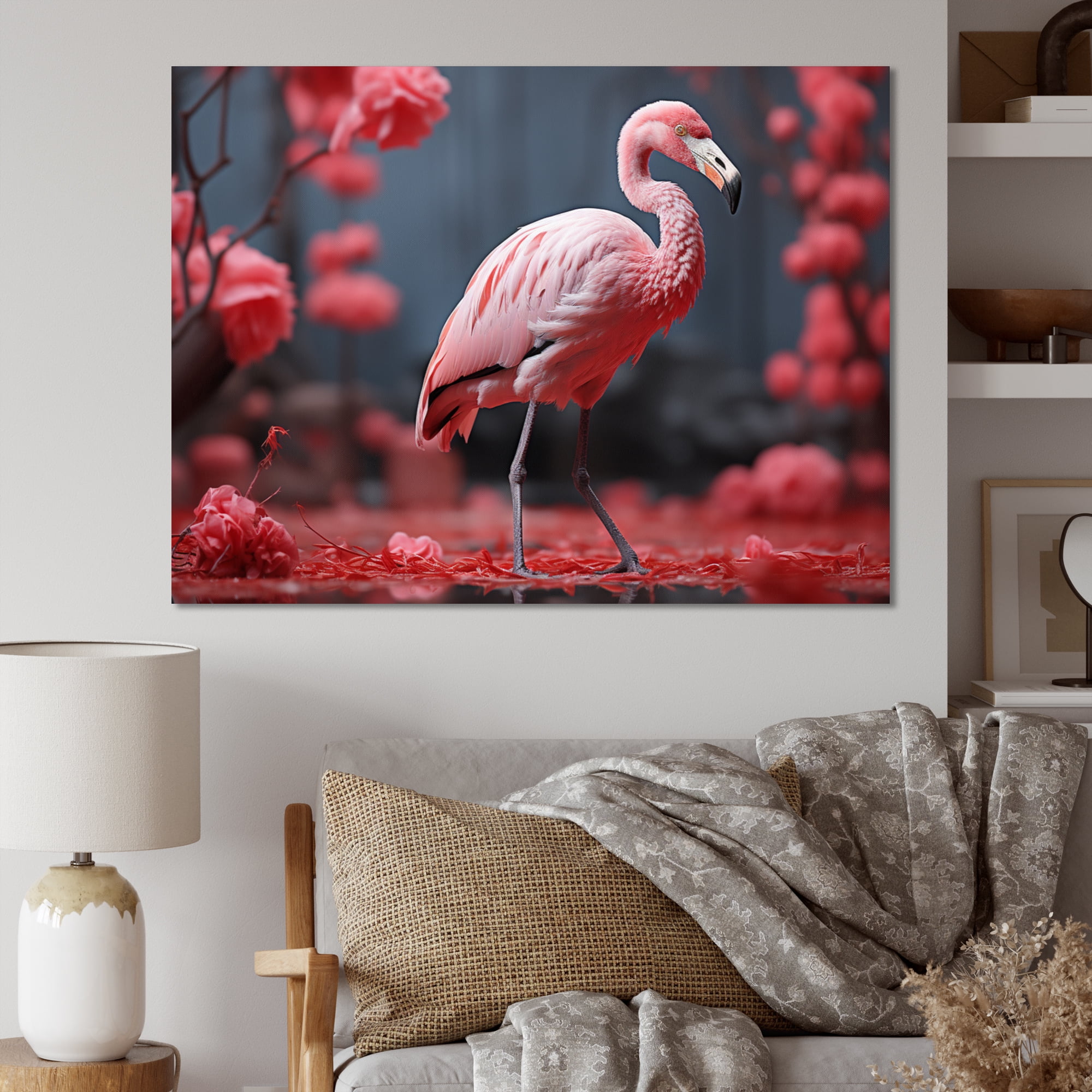 Designart Flamingo Oversized framed wall art decor, Flamingo