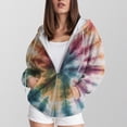 thumbnail image 2 of Towmus Womens Zip Up Hoodies Long Sleeve Crew Neck Printed Trendy Oversize Tops Drawstring Gradient Hoodies with Pockets for Fall Winter, 2 of 5