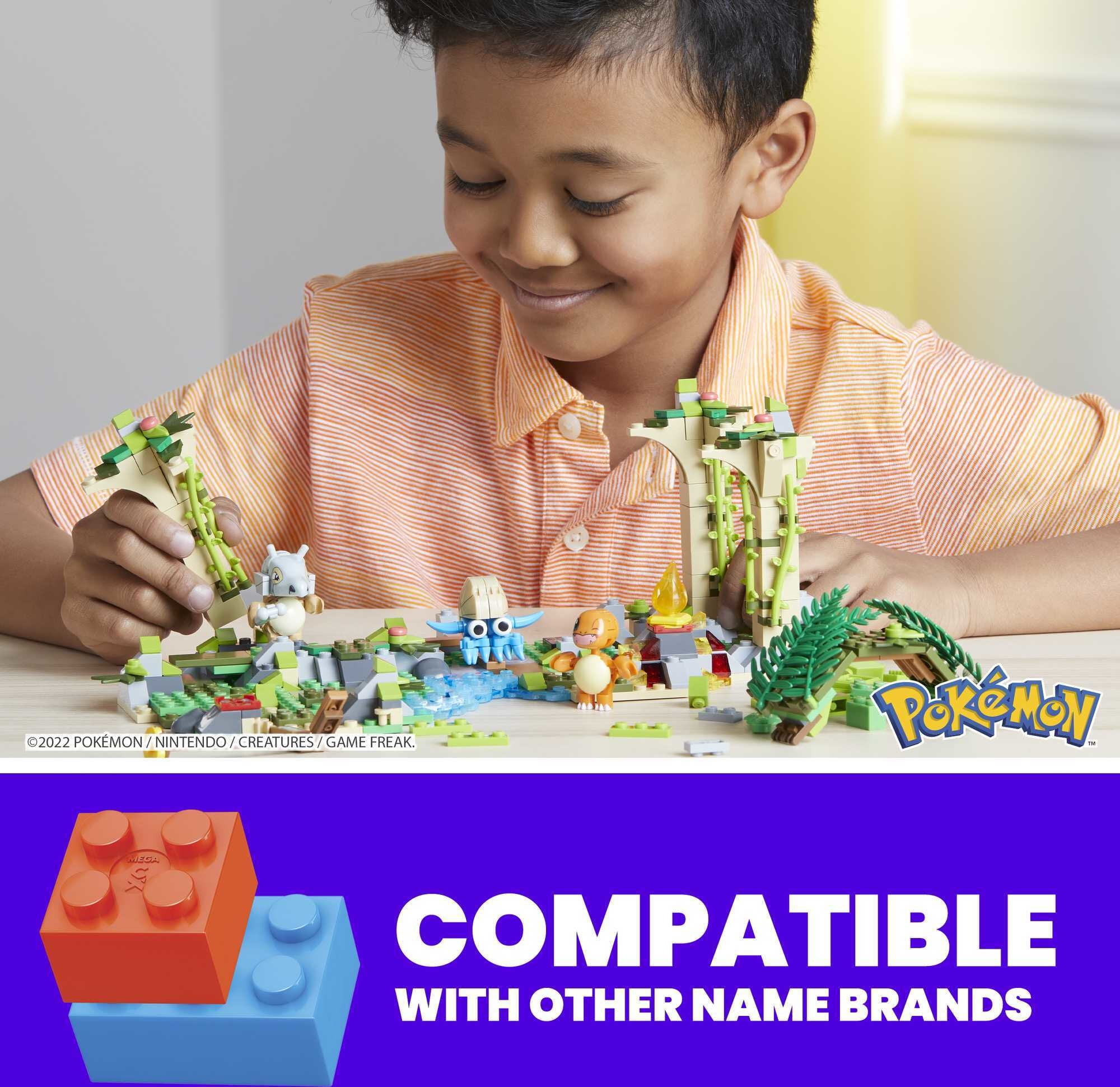 MEGA Pokemon Building Toy Kit, Jungle Ruins with 3 Action Figures (464 Pieces) for Kids