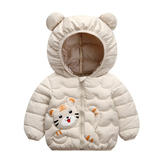 LYMAYTER Kids Boys Girls down Cotton Jacket Infant Warm Long Sleeve Outerwear Toddler Winter Hooded Coats for 9 Months-4 Years