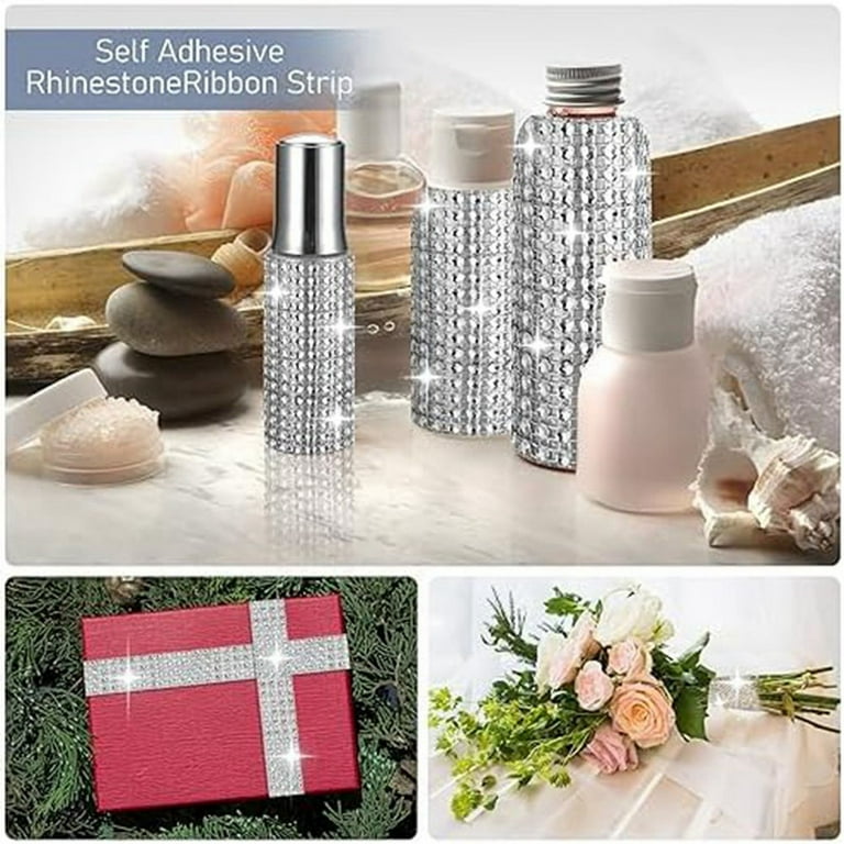 EANLOLY 4 rollen zelfklevende kristallen strass lint diamant bling-tape met 2 mm strass strips sticker voor kunst ambachten bruiloft verjaardagsfeestje doe-het-zelf evenement auto telefoon decoratie