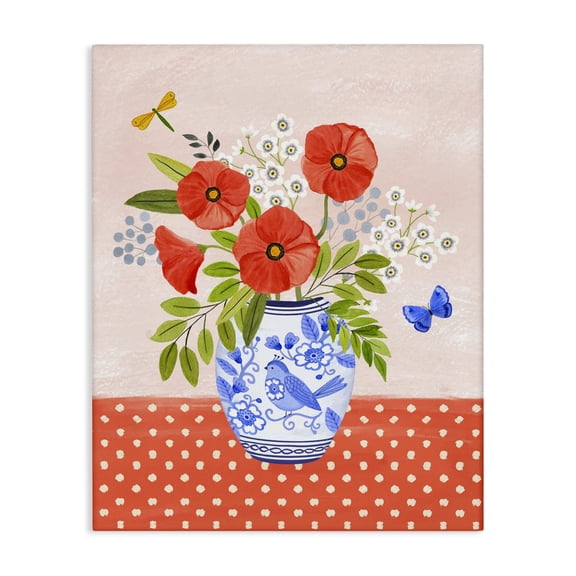 Stupell Industries Cottage Bright Bouquet on Polka Dots Canvas Art, 16 x 20, by Sharon Lee