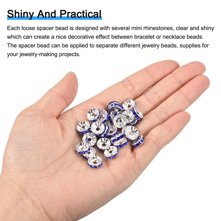 Allb 100-Piece Silver Plated Czech Crystal Rondelle Spacer Beads - 8mm For Jewelry Making