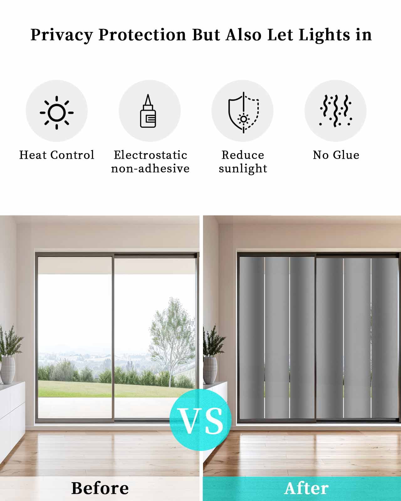 Window Privacy Film Black Ombre Stained Glass Window Film Decorative Sun Block Window Cover Grey Modern Art Farmhouse Window Clings Static Adhesive Sticker for Bathroom 29.5"x78.7"