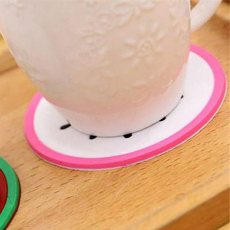 Flowersea998 Set of 6 Cute Cat Cup Coasters Mats Silicone Rubber Faces Insulated Flexible Durable Non Slip Hot Pads for Beverage Drink Beer Wine