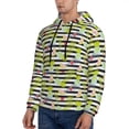 thumbnail image 3 of Naloa Striped With Palm Tree Branches Men's Casual Hooded Collar Drawstring Hoodies Pullover Sweatshirts Casual Long Sleeve Shirts-3X-Large, 3 of 7