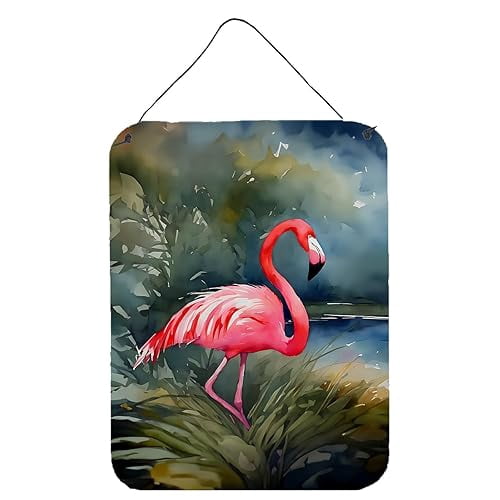 Caroline's Treasures Flamingo Wall or Door Hanging Prints Aluminum Metal Sign Kitchen Wall Bar Bathroom Plaque Home Decor Front Door Plaque, 12x16, Multicolor