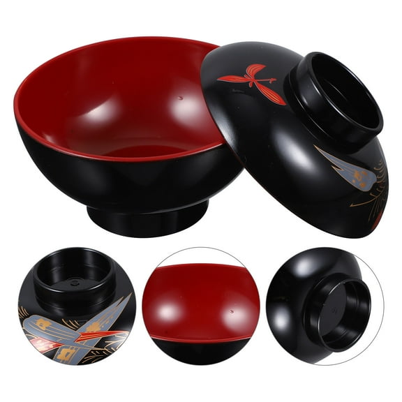 Toyandona Japanese Dishware Lidded Soup Bowl Plastic Multi 2-Pcs Set