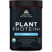 Ancient Nutrition Organic Plant Protein +, Vegan Plant Based Protein Powder, Vanilla, Formulated by Dr. Josh Axe, Dairy-Free, Gluten-Free, Non-GMO, No Sugar Added, Paleo Friendly Supplement 12.5 oz