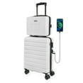 thumbnail image 1 of Luggage Sets 2 Piece Hardshell Lightweight Carry on Luggage Cosmetic Case with wheels USB Port TSA Lock 14 20 inch White, 1 of 7