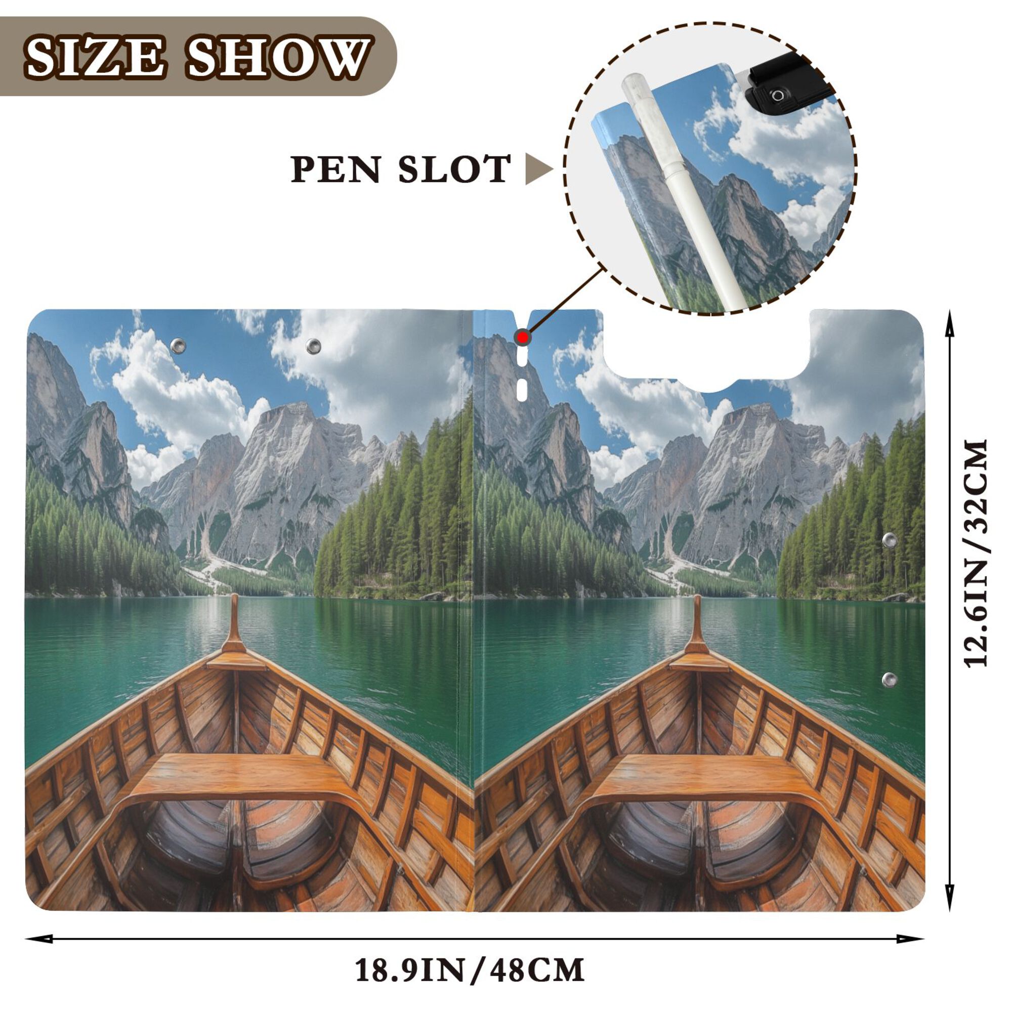 FORMRS A4 Clipboard Folder with Pen Holder Horizontal Foldable School Office Binder, Lake