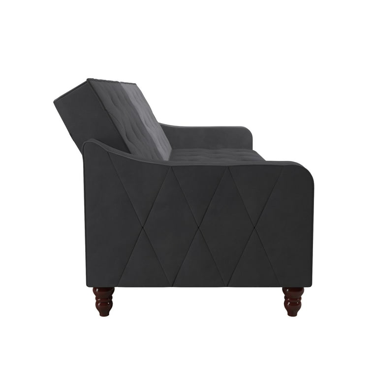 Novogratz Vintage Tufted Split Back Futon Gray Velvet