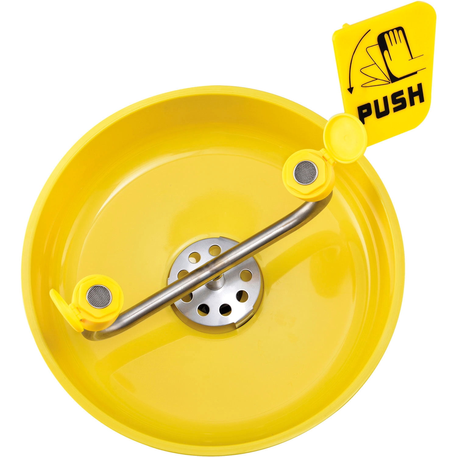 Emergency Eyewash, Pedestal Mounted, ABS Plastic Bowl, Yellow