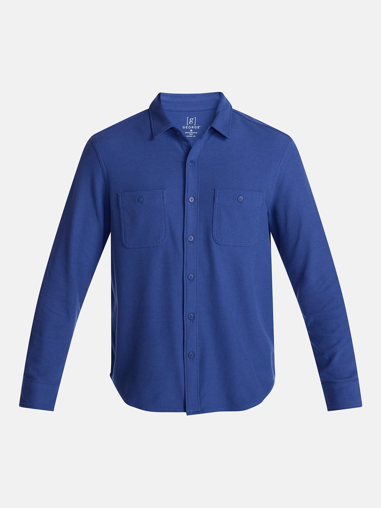 George Men's Waffle Knit Shirt with Long Sleeves, Sizes S-5XB
