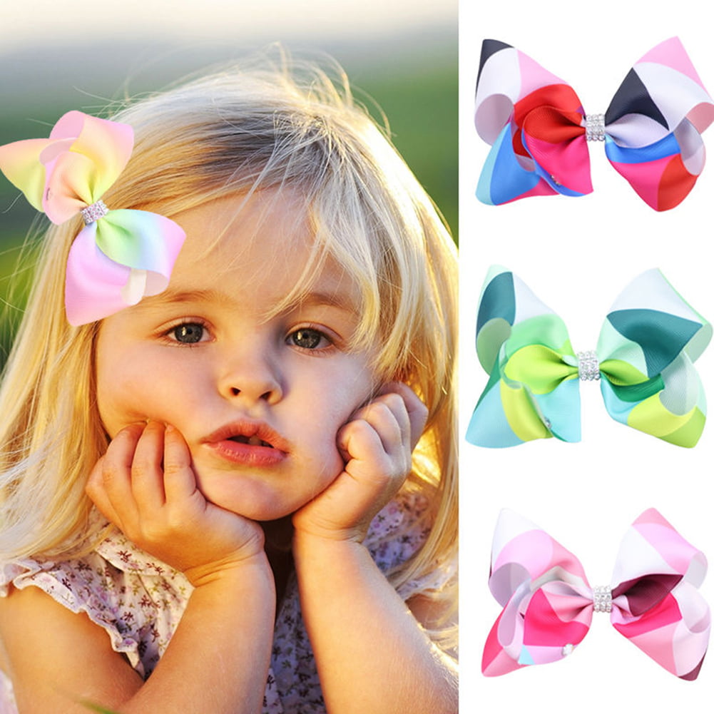 Quality 12cm Grosgrain Ribbon Large Hair Bows With Clip For Baby Girls Toddler 