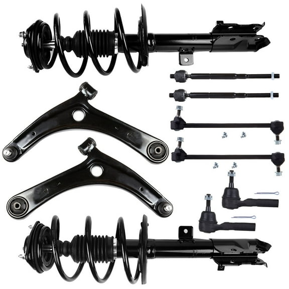 SCITOO Complete Strut Shock Coil Spring Assembly Kit Fit for 2009-2012 for Dodge Caliber 2007-2017 for Jeep Compass 2007-2017 for Jeep Patriot Front Quick Complete Struts Tie Rod End