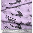 thumbnail image 3 of Soimoi Poly Georgette Fabric Stripe & Airplane Transport Decor Fabric Printed Yard 52 Inch Wide, 3 of 3
