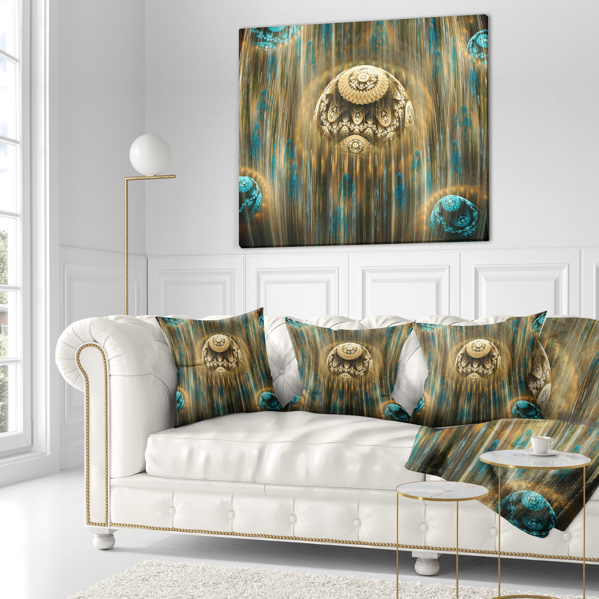 Designart Brown World of Infinite Universe - Abstract Throw Pillow - 16x16