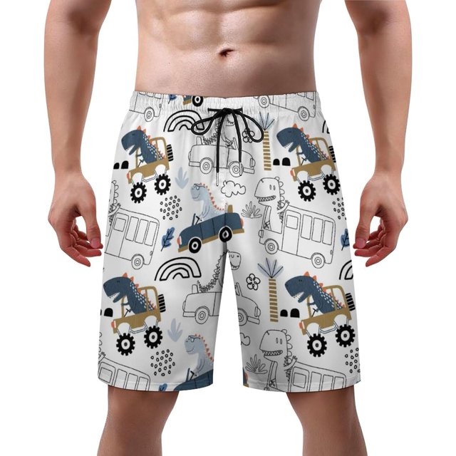 NICKSUN Men's Swim Trunks, Cute Print Quick Dry Summer Board Beach Shorts with Mesh Lining and Pockets