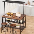 thumbnail image 1 of Ourlova 42 In Kitchen Island with Power Outlets Mobile Bakers Rack with 3 Shelves Microwave Stand and 5 Hooks 400 LB Capacity, 1 of 8