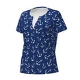 thumbnail image 2 of Naloa Nautical Anchors Print T-Shirts Short Sleeve V Neck Tees for Women Fashion Tops Trendy Lightweight Soft Casual Summer Outfits Clothes, 2 of 5