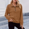 thumbnail image 5 of Fleece Stand Collar Jacket Women Zaewscy Ladies' Casual And Fashionable Round Neck Long Sleeved Solid Color Zipper Top Khaki S, 5 of 6