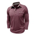 thumbnail image 4 of Long Sleeve Polo Shirt for Men Cotton Blend Heavyweight Polo Breathable Slim Fit Casual Shirts Weekend Gathering, 4 of 7