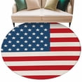 thumbnail image 2 of 8ft Round Rug, 4th of July Non-Skid Rubber Backing Large Area Rugs - Living Room Bedroom Home Office, Red Stripes Independence Day Indoor Floor Mat Carpets Washable Rug, 2 of 9