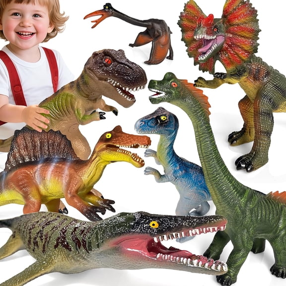 Dinosaur Toys for Kids 3-5 – 7 PCS Realistic Large Dinosaur Figures Soft Jumbo Dino Toy for Boys & Girls 5-7 Years Old – Toddler Boy, Animal Dino Toys