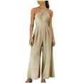 thumbnail image 2 of HongQid Jumpsuits For Women Dressy Sleeveless One Shoulder Wide Leg Rompers With Pockets Summer Outfits, 2 of 9