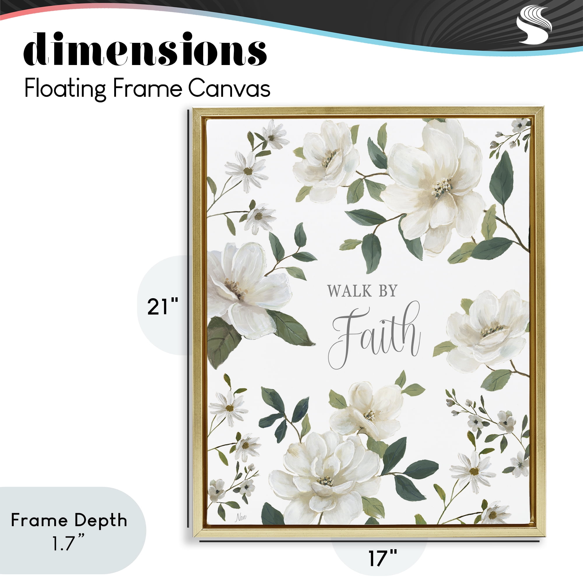 Stupell Industries Floral Walk By Faith Gold Framed Floater Canvas Wall Art, design by Nan