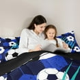 thumbnail image 5 of Feelyou Cartoon Soccer Boys Full Size Comforter Sets, Graffiti Honeycomb Bedding Comforter Set, Football Rugby Game Reversible Bedding Sets, Luxury Bedroom Decor, 3-Piece, 5 of 8