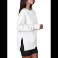 thumbnail image 3 of Sudaderas Oversize para Mujer, Cuello Redondo, Larga, Informales, Holgadas, con Aberturas, para Otoño M, 3 of 9