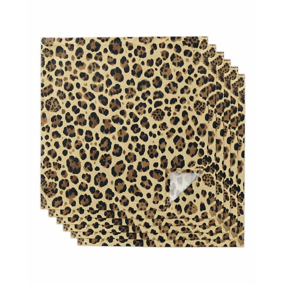 nqOlkjepod Modern Leopard Textured Cloth Napkins Set of 6 Reusable Dinner Napkins, Chic Animal Fur Printed Cocktail Napkin Washable Table Napkins for Wedding/Holiday Party/Baby Shower 20"x20"