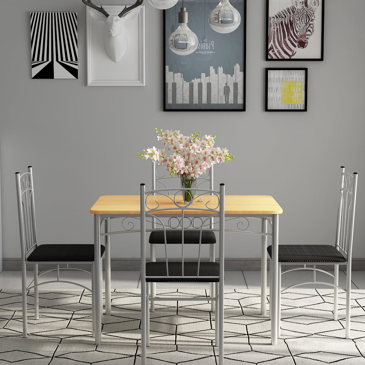 48"x28"Glass Dining Table w/Metal Legs Kitchen Breakfast Dining Room Furniture 